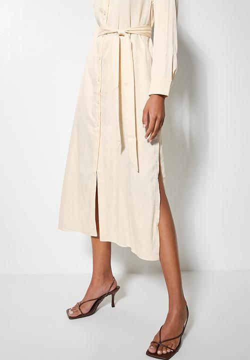 VELVET - Luxe longline dress shirt - white swan