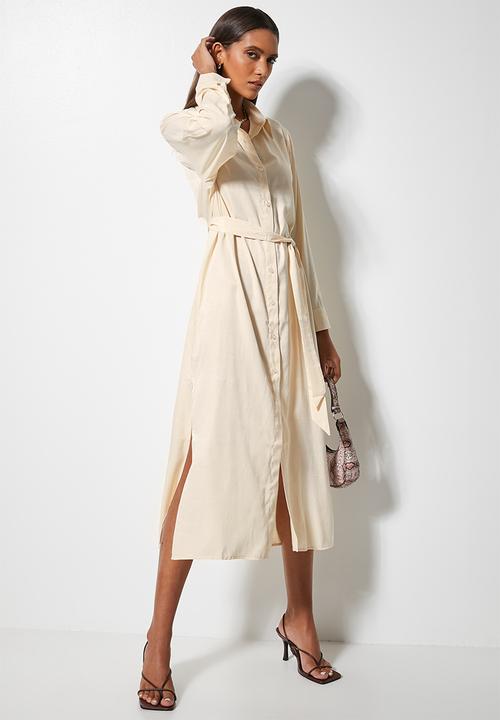 VELVET - Luxe longline dress shirt - white swan