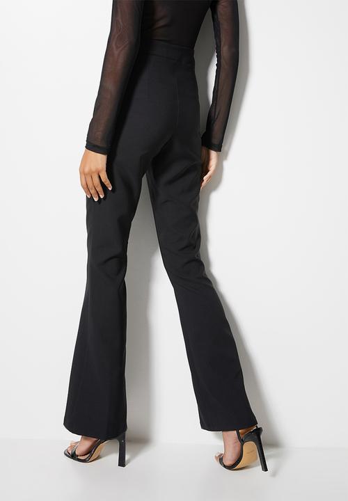 VELVET - Split front flareleg trouser - black