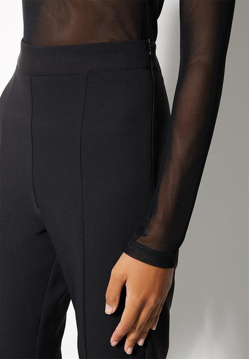 VELVET - Split front flareleg trouser - black