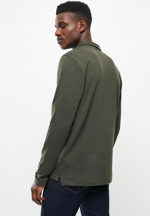 Only & Sons - Onsvolker life reg 1/4 zip long sleeve polo - peat
