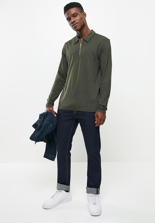 Only & Sons - Onsvolker life reg 1/4 zip long sleeve polo - peat
