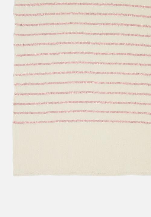 Barrydale Hand Weavers - Baby blanket - stripes throughout - pink