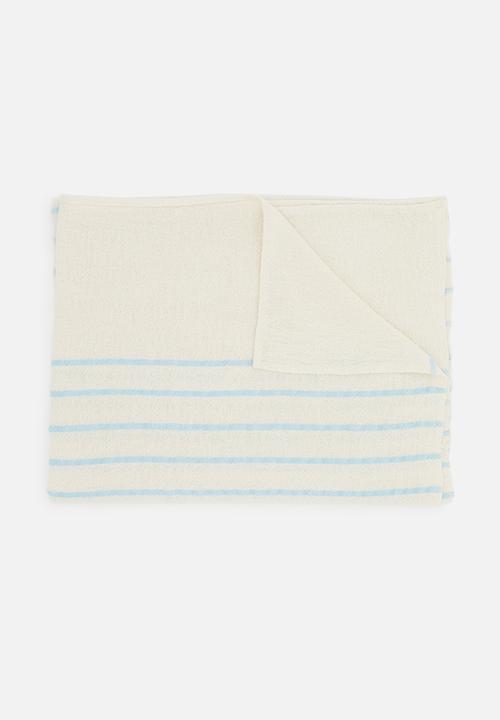 Barrydale Hand Weavers - Baby blanket - stripes throughout - blue