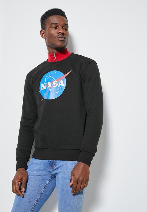 Superbalist - Nasa branded burger crew neck pullover sweat -  black