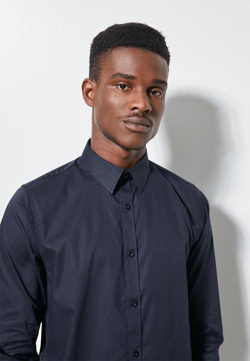 Superbalist - Slim fit cotton stretch poplin shirt - navy