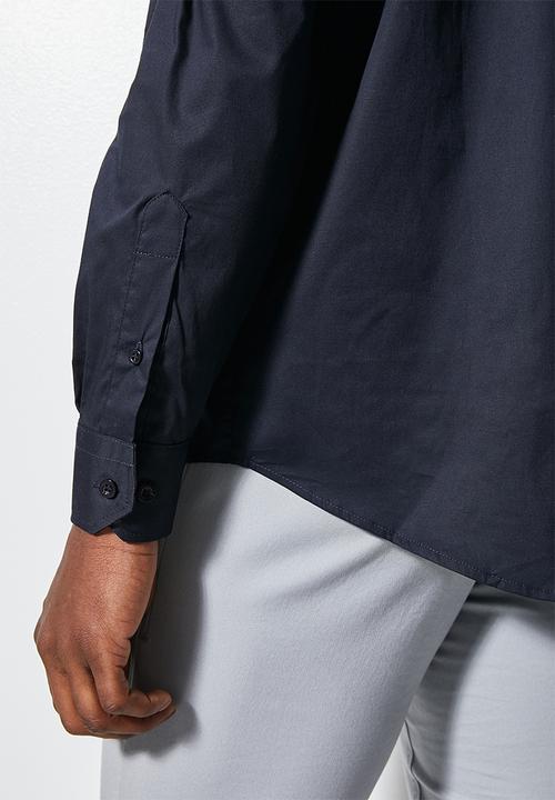 Superbalist - Slim fit cotton stretch poplin shirt - navy