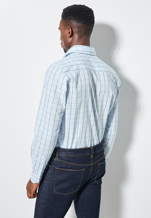 Superbalist - Jos slim check shirt - blue check