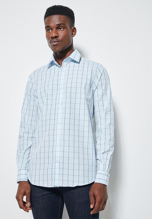 Superbalist - Jos slim check shirt - blue check