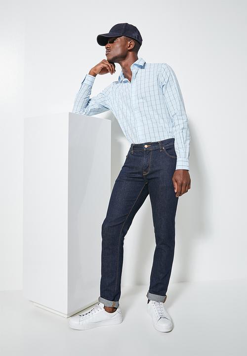 Superbalist - Jos slim check shirt - blue check