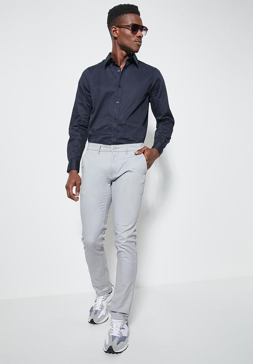 Superbalist - Slim fit cotton stretch poplin shirt - navy