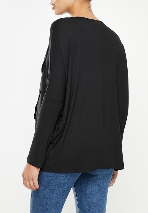 edit Maternity - Long sleeve oversize nursing tee - black