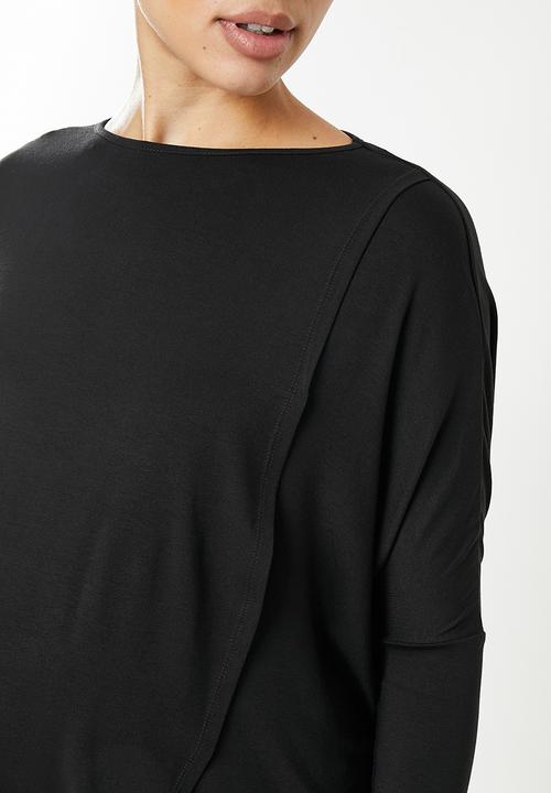 edit Maternity - Long sleeve oversize nursing tee - black