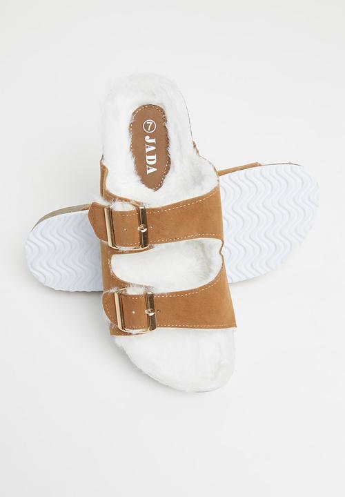 Jada - Buckle slider slipper - tan