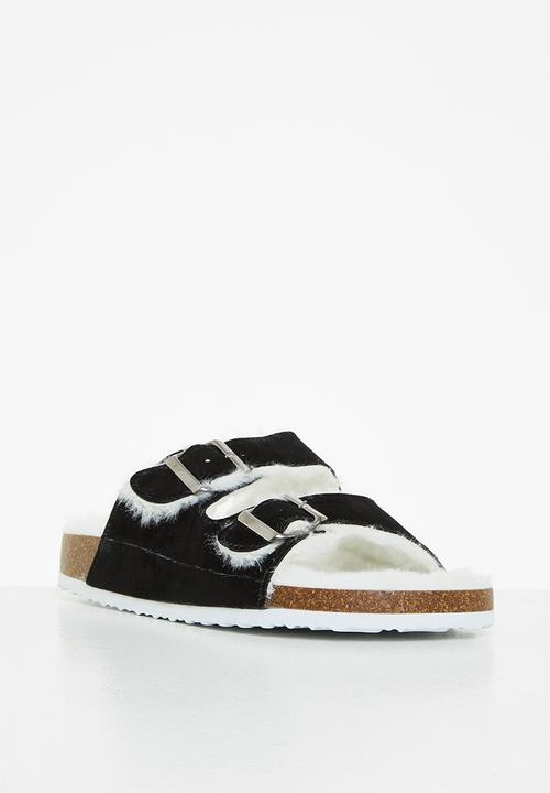 Jada - Buckle slider slipper - black