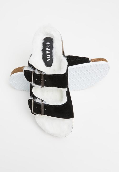 Jada - Buckle slider slipper - black