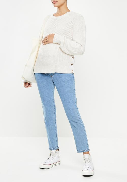 Cotton On - Maternity stretch mom jean (over belly) - offshore blue