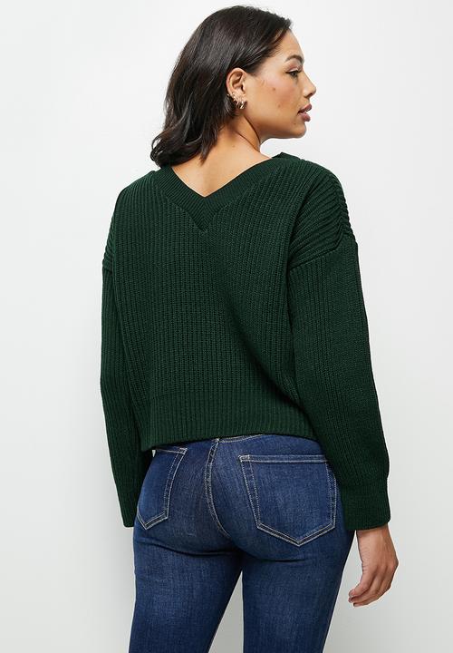 edit - Loft ribbed yan vback jumper - dark green