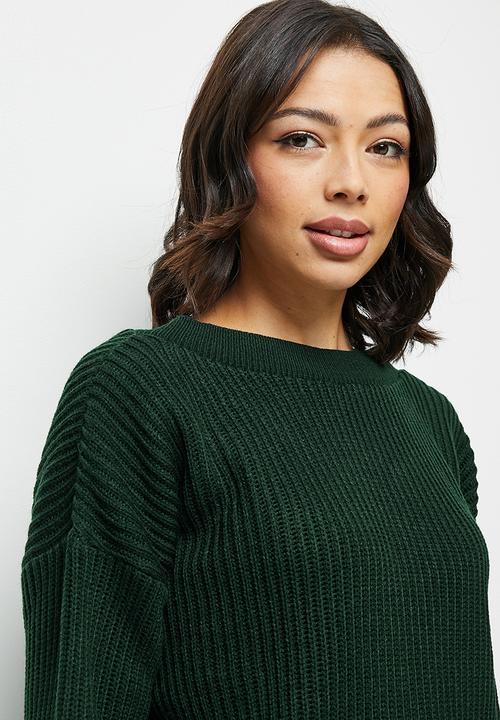 edit - Loft ribbed yan vback jumper - dark green