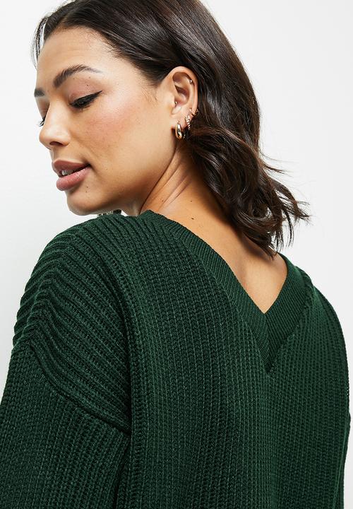 edit - Loft ribbed yan vback jumper - dark green