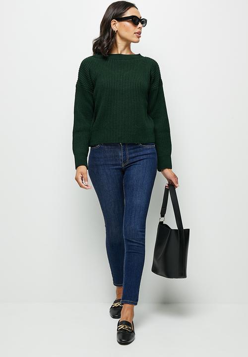edit - Loft ribbed yan vback jumper - dark green