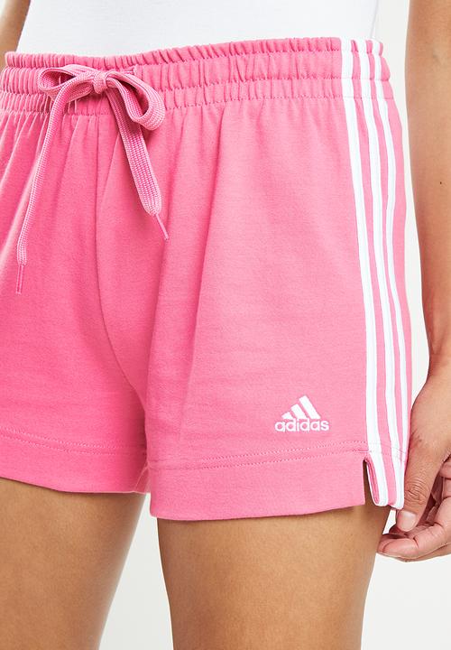 adidas Performance - 3 stripe run shorts - rose & white