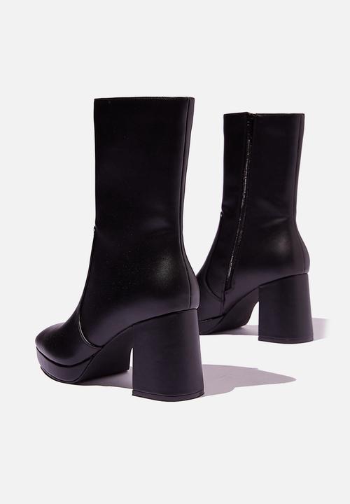 Cotton On - Farah platform boot - black smooth