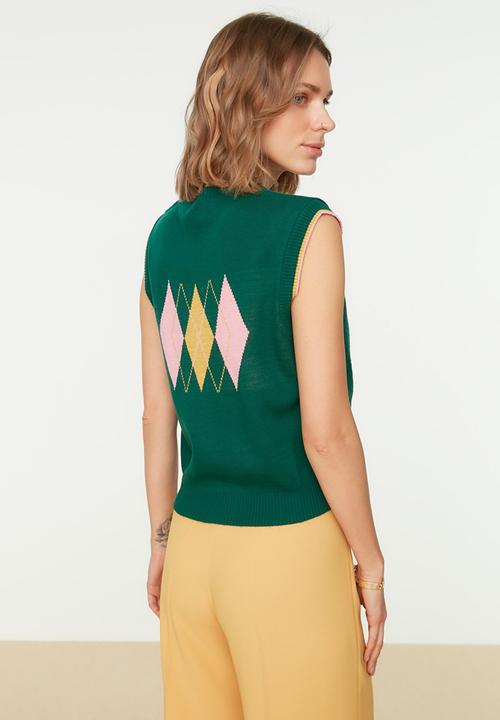 Trendyol - Jacquard knitwear sweater - green