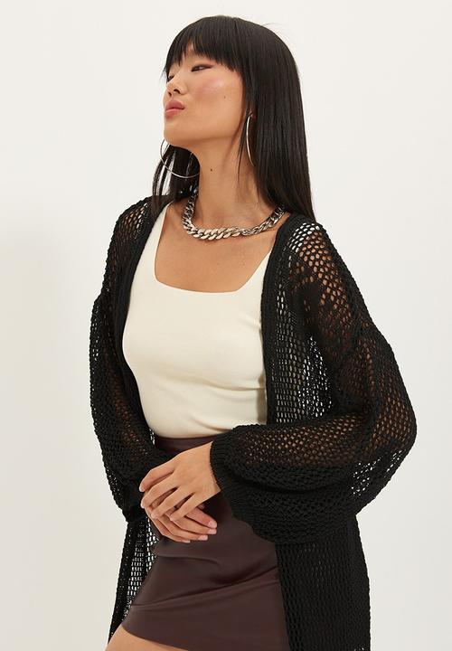 Trendyol - Openwork knitwear cardigan - black
