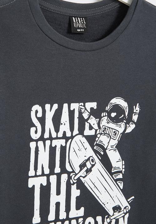 Rebel Republic - Boys crew graphic sweatshirt - charcoal