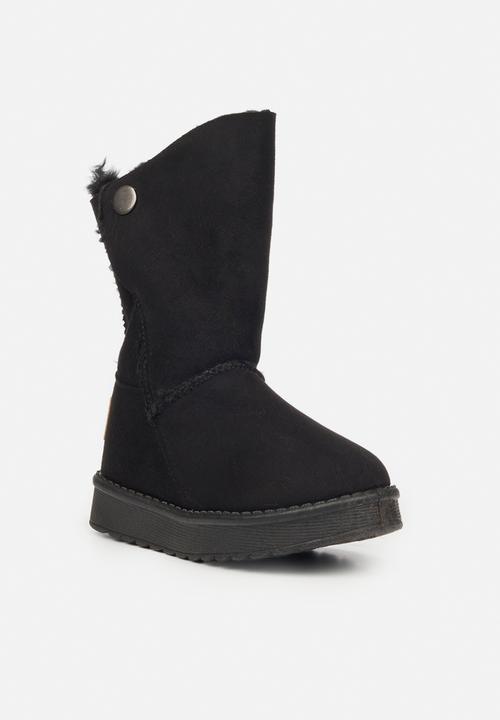 Flutterby - Girls cozy button detail boots - black