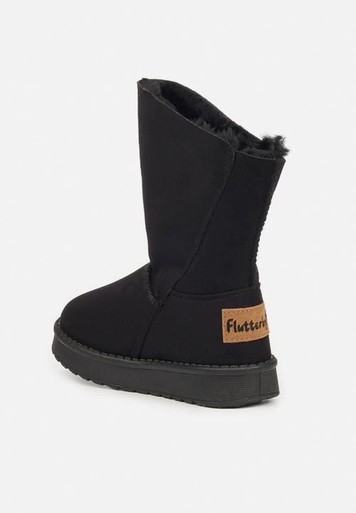 Flutterby - Girls cozy button detail boots - black