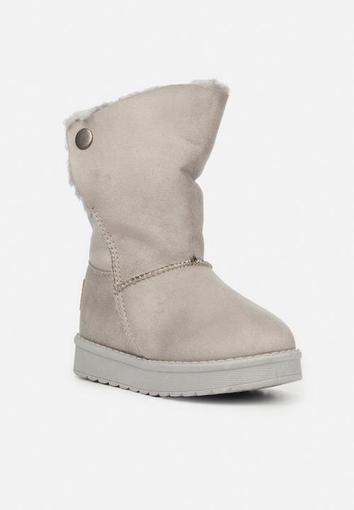 Flutterby - Girls cozy button detail boots - grey