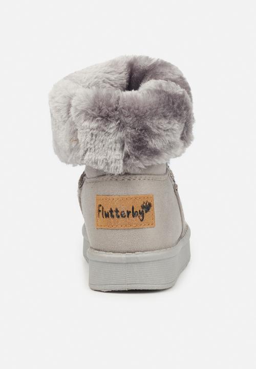 Flutterby - Girls cozy button detail boots - grey