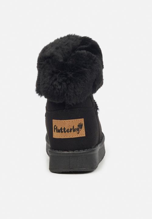 Flutterby - Girls cozy button detail boots - black