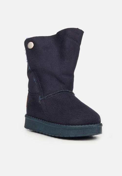 Flutterby - Girls cozy button detail boots - navy