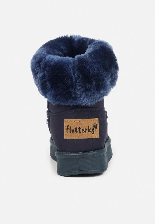 Flutterby - Girls cozy button detail boots - navy