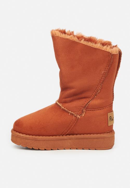 Flutterby - Girls cozy button detail boots - brown