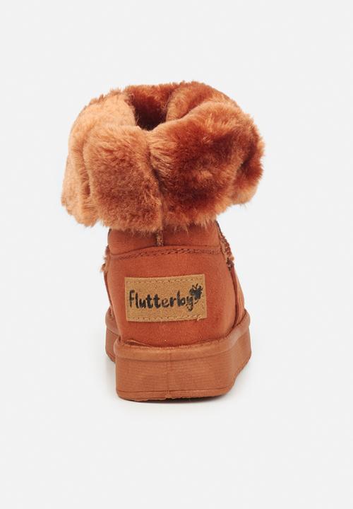 Flutterby - Girls cozy button detail boots - brown