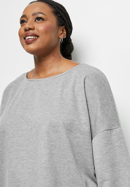 edit Plus - Loop back longline tee - light grey melange