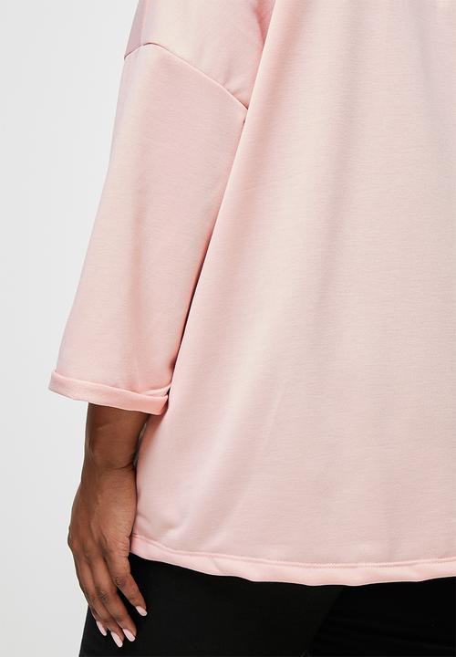 edit Plus - Loop back longline tee - pink 