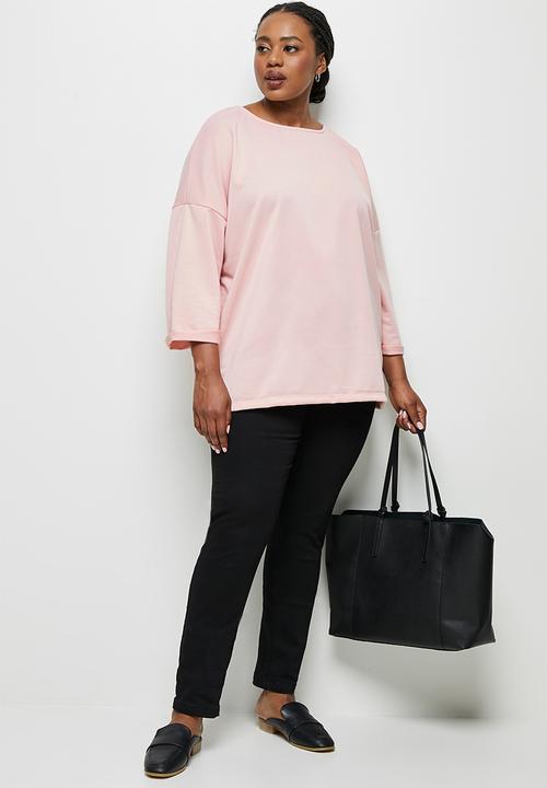 edit Plus - Loop back longline tee - pink 