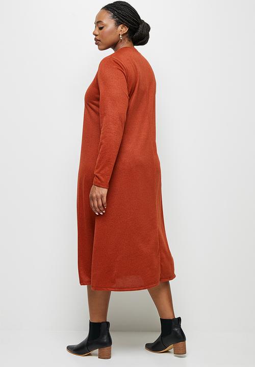 edit Plus - Warm handle swing  midi - tobacco
