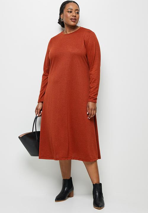 edit Plus - Warm handle swing  midi - tobacco