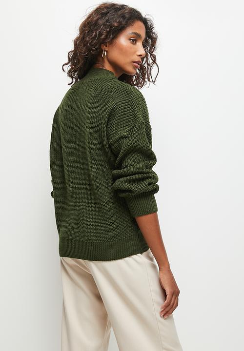 edit - Verigated rib detail jumper - dark olive