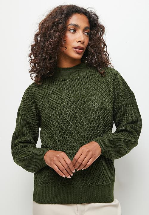 edit - Verigated rib detail jumper - dark olive