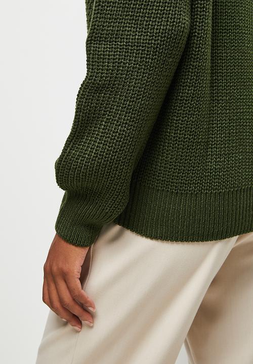edit - Verigated rib detail jumper - dark olive