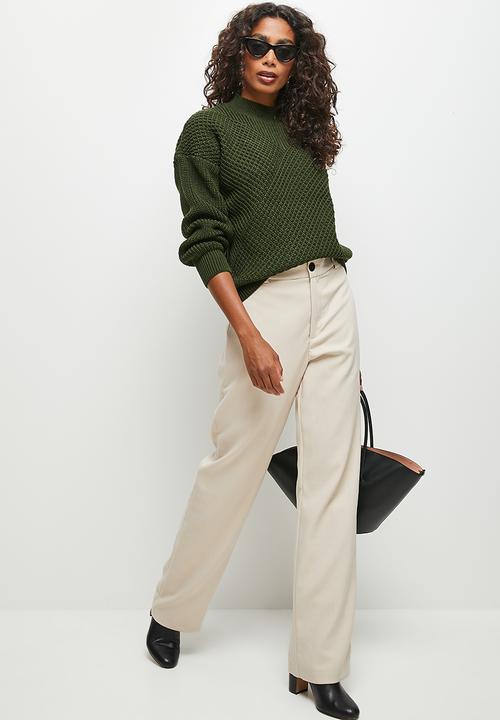 edit - Verigated rib detail jumper - dark olive