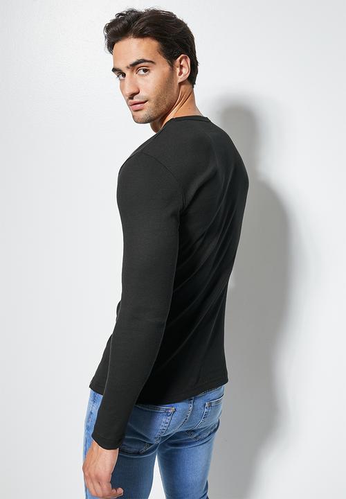 Superbalist - Brando long sleeve muscle fit crew neck tee - black