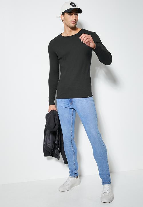 Superbalist - Brando long sleeve muscle fit crew neck tee - black